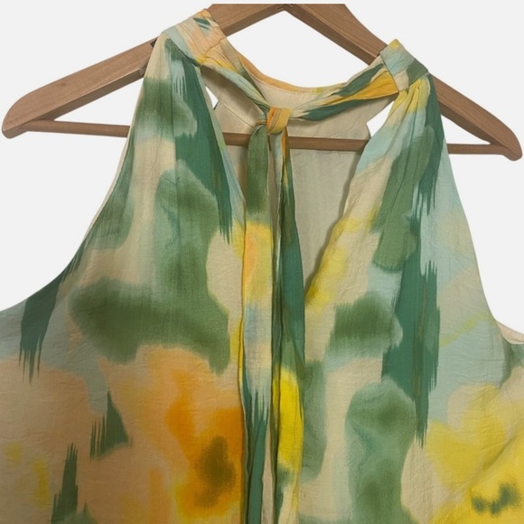 NWT Floral Halter Neck Maxi Dress Tiered Hem Watercolor Floral Tomato Girl S - Picture 5 of 8